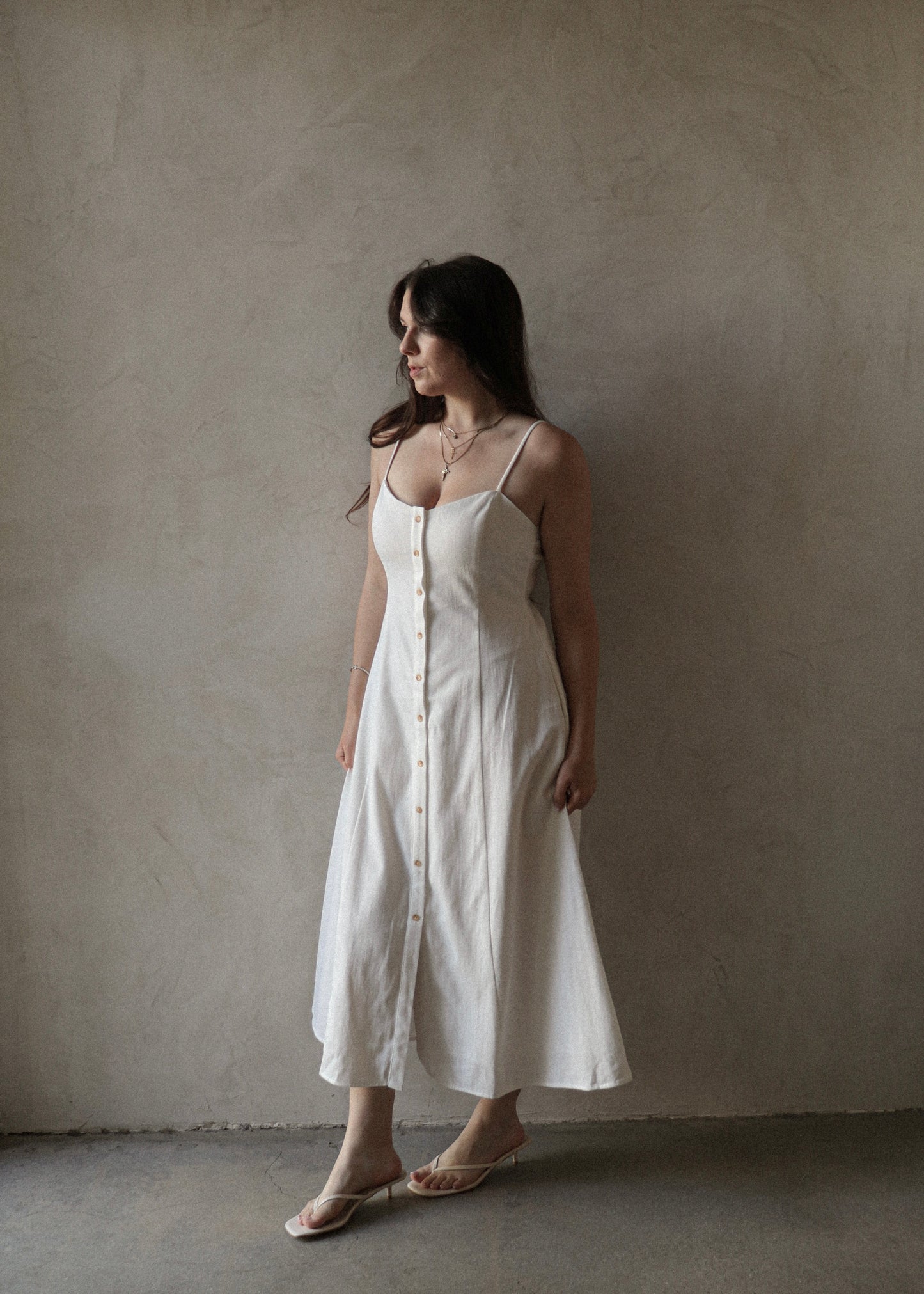 Daisy Midi Dress - White