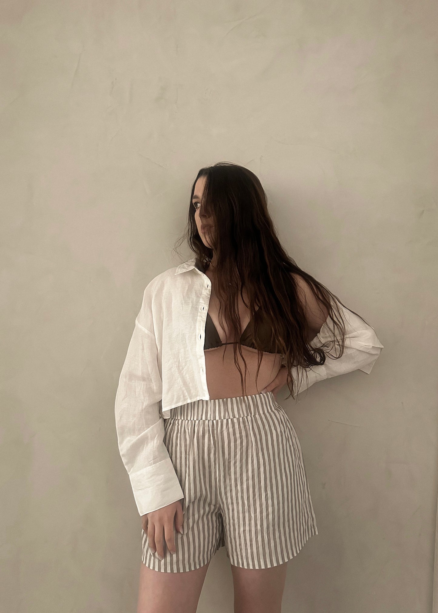 Striped Shorts - Mocha