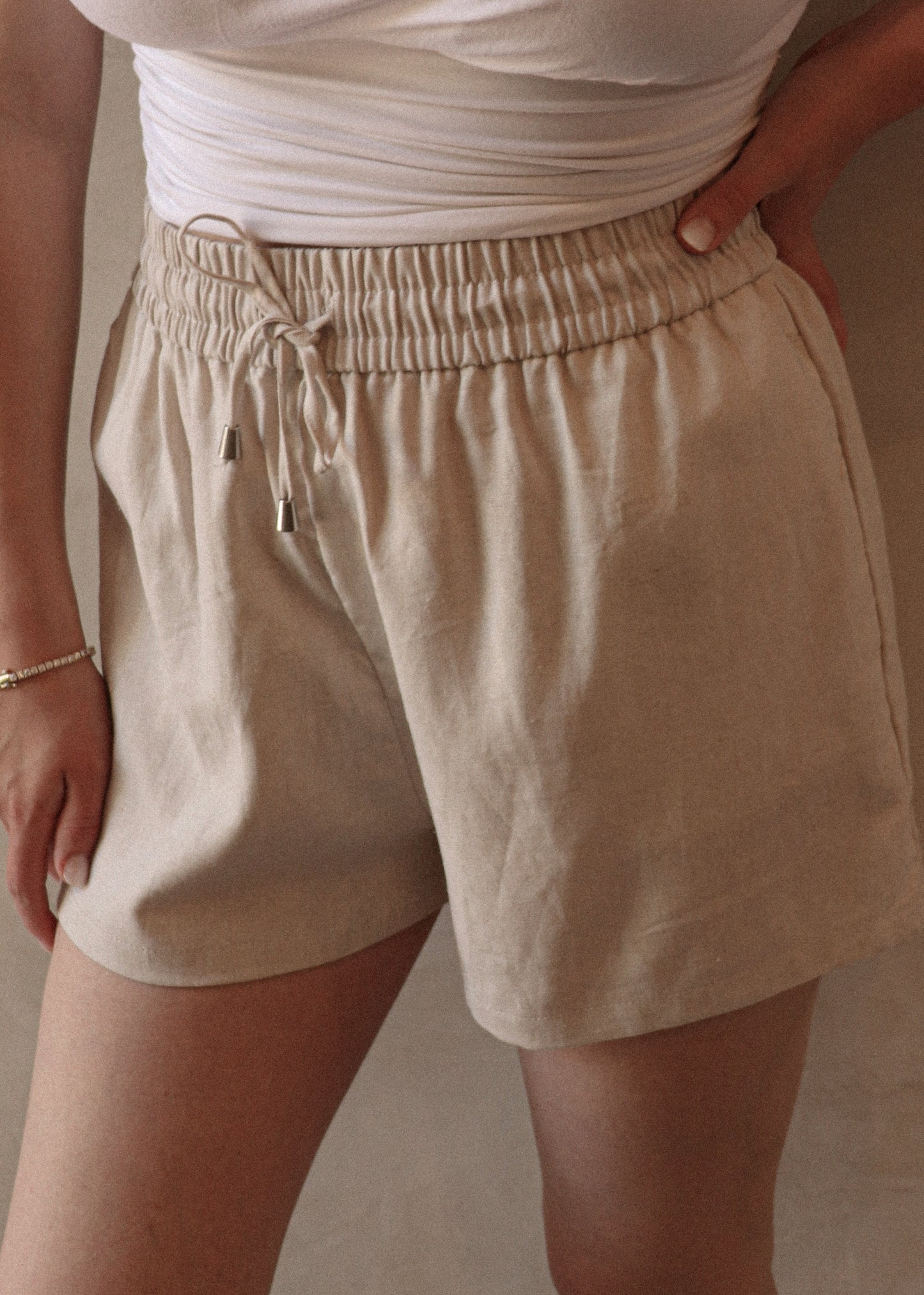 Linen Drawstring Short - Natural