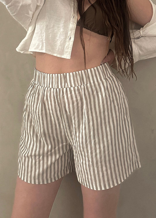 Striped Shorts - Mocha