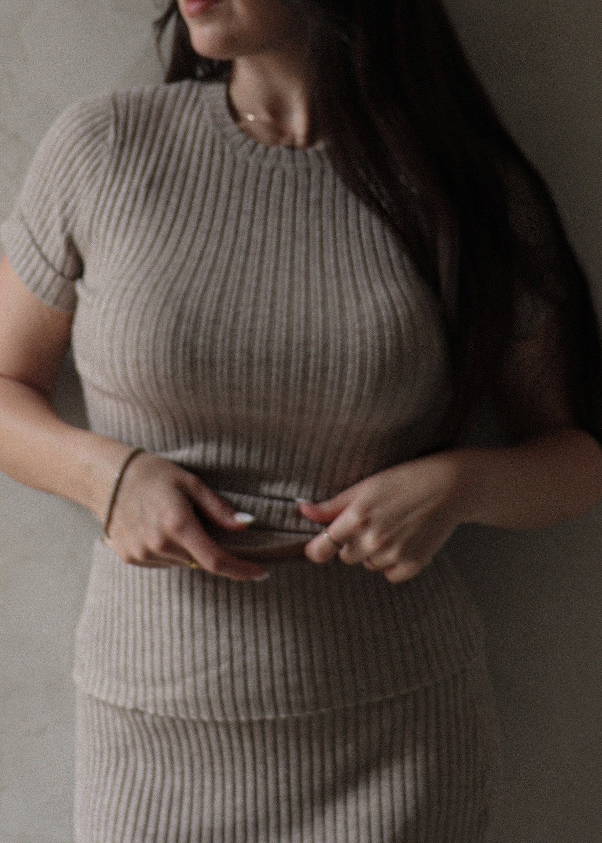 Ribbed Tee - Taupe