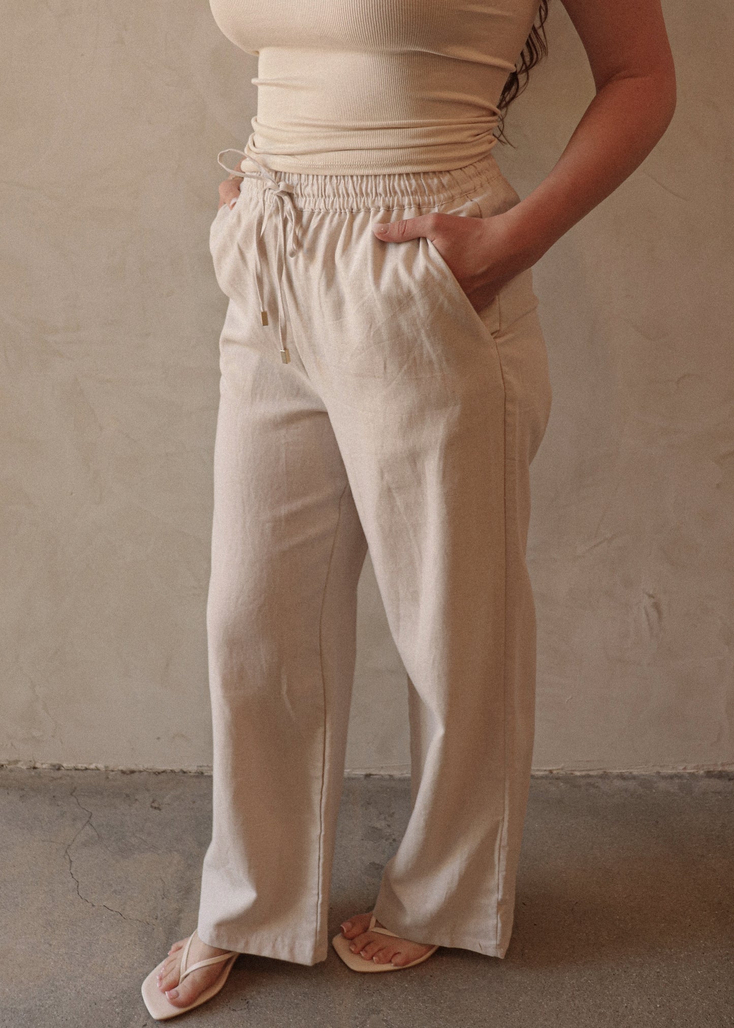 Linen Drawstring Pant - Natural