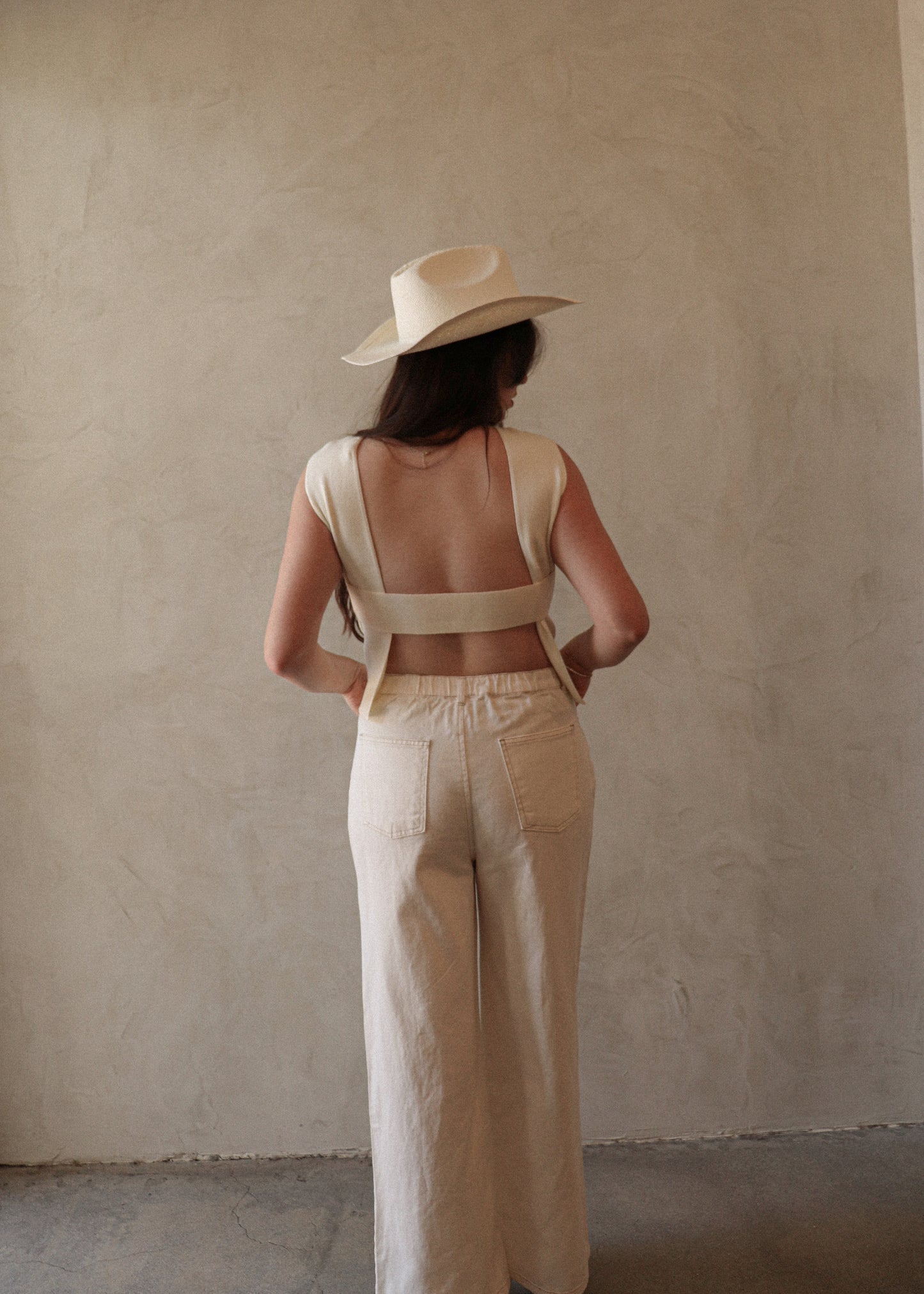Ribbed Open Back - Cream