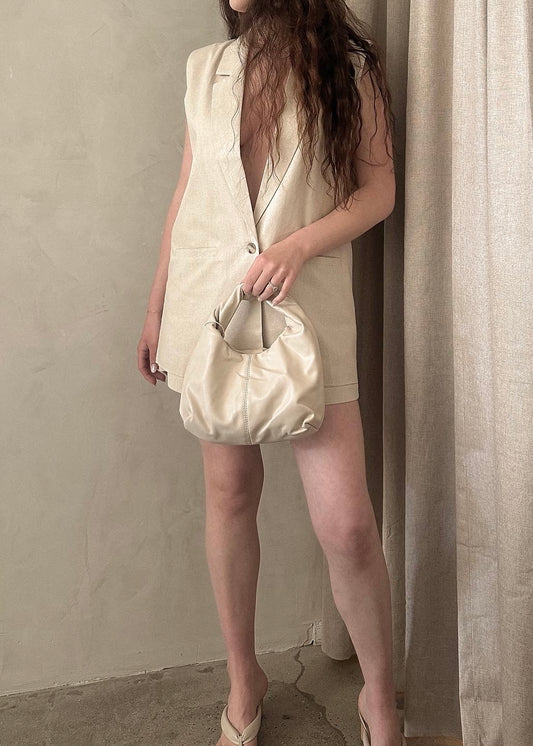 Linen Oversized Vest - Oatmeal