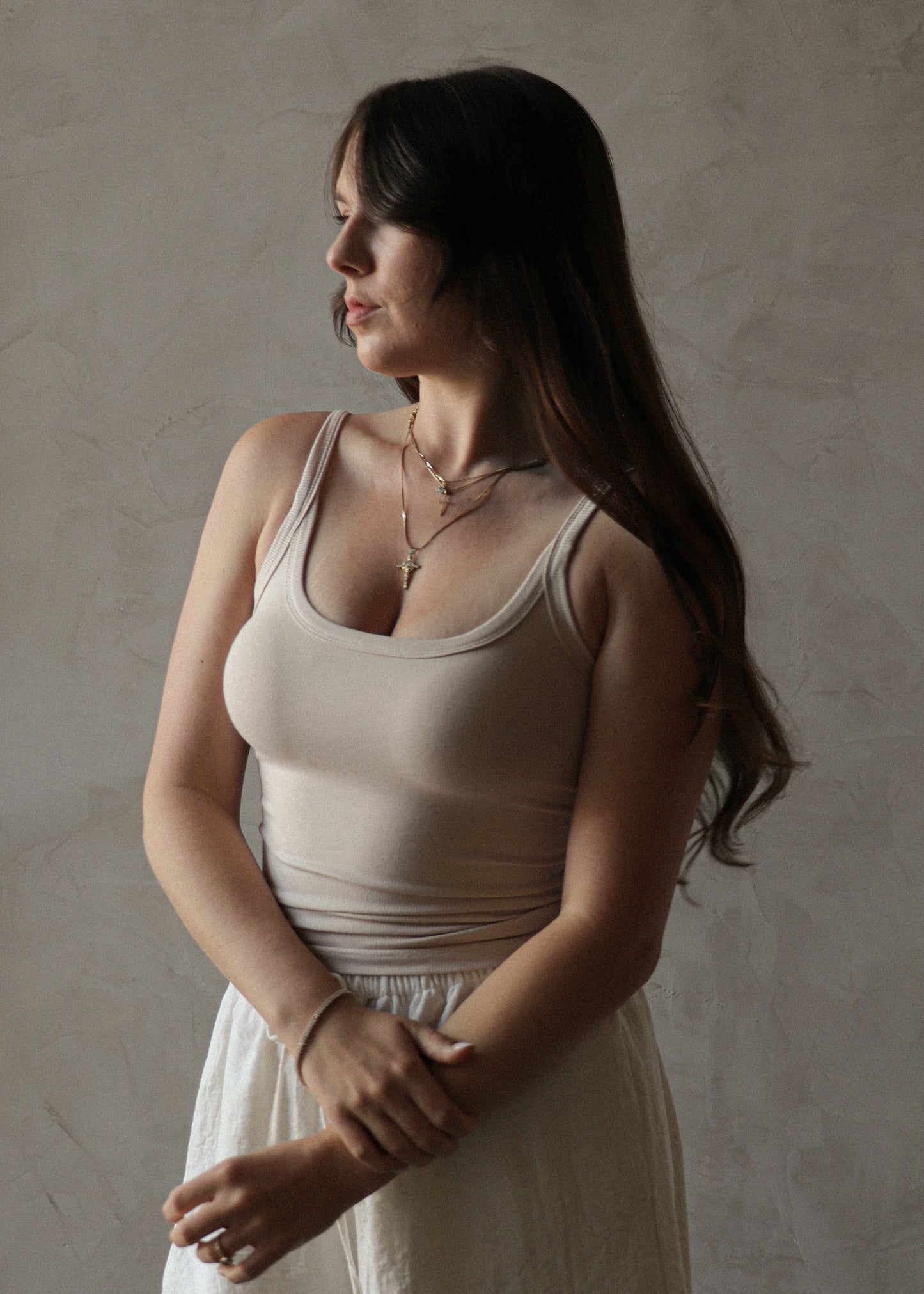 Ribbed Tank - Light Khaki