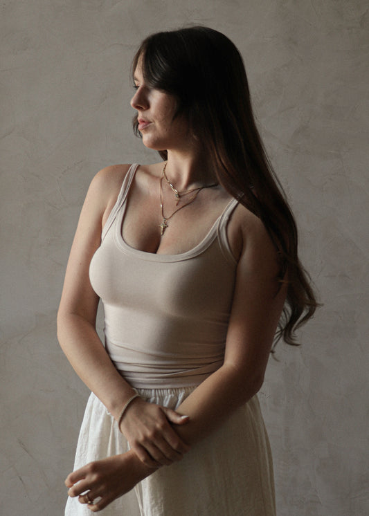 Ribbed Tank - Light Khaki
