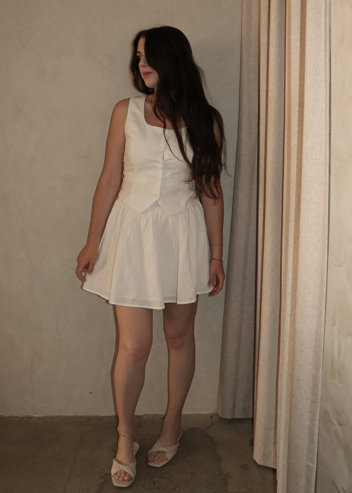 Linen Vest - White