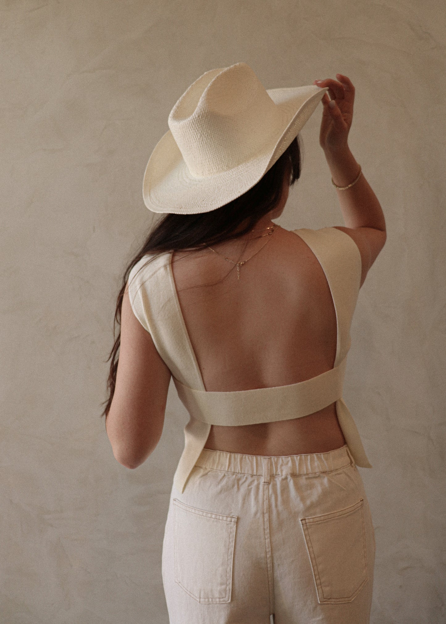 Ribbed Open Back - Cream