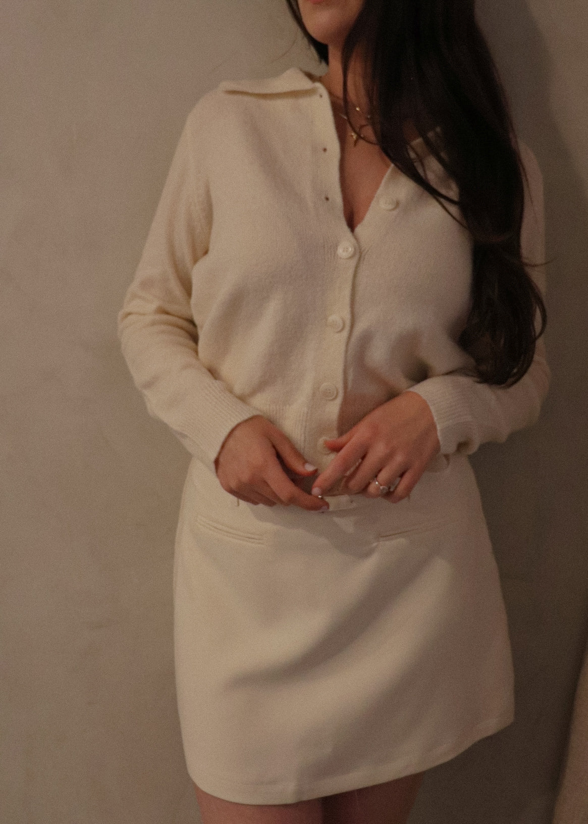 Collared Cardigan - Cream