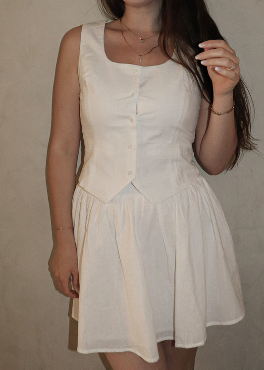 Linen Vest - White