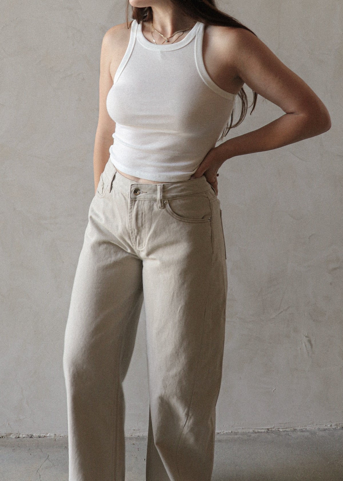 Ribbed Tank - White
