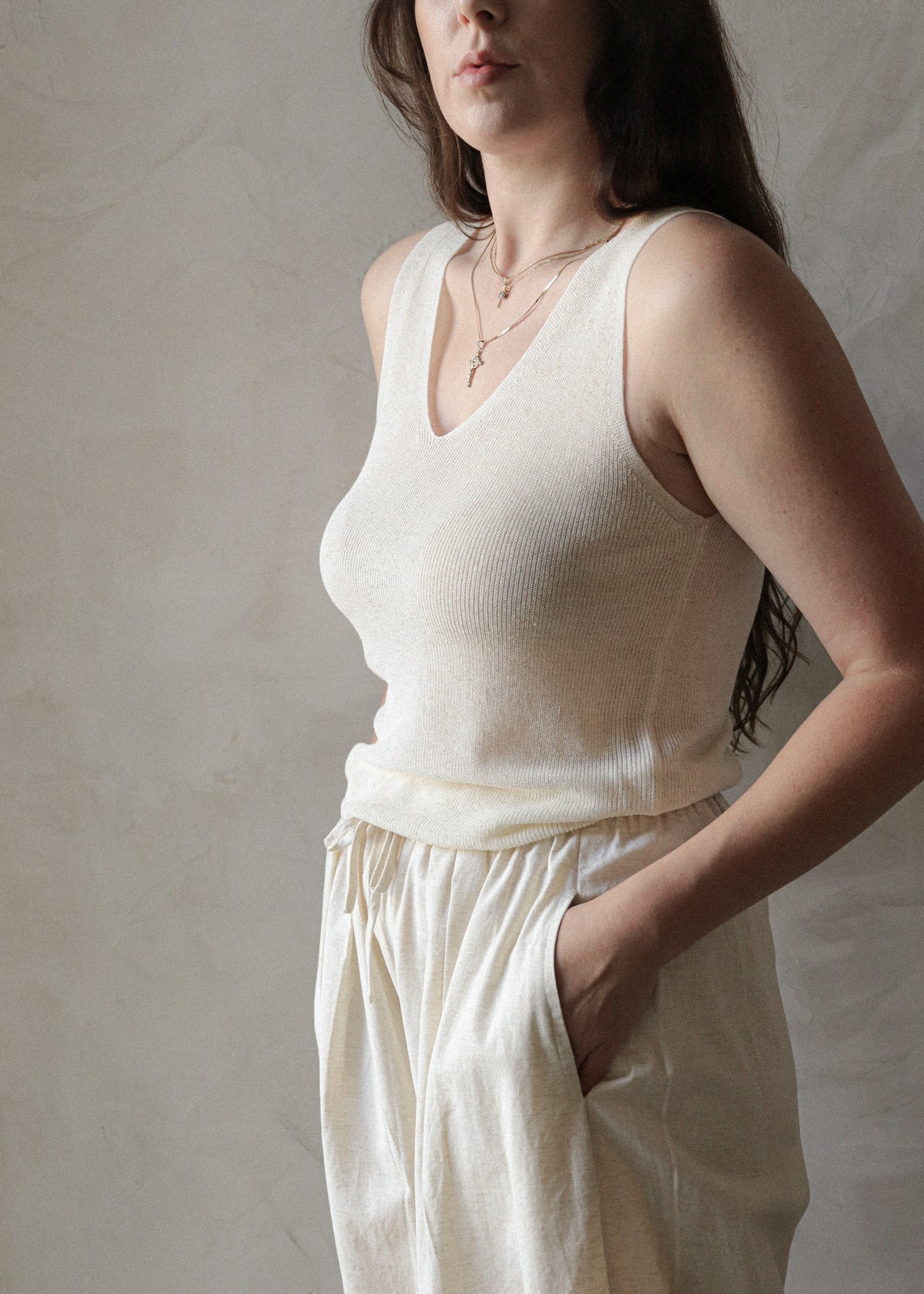 Maya Knit Tank - Natural