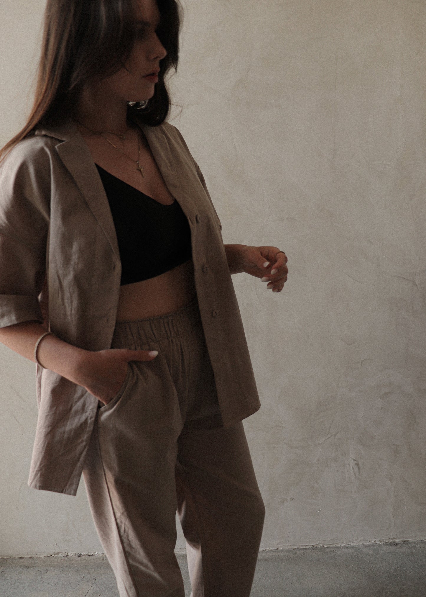 Lina Short Sleeve Button Up - Sand