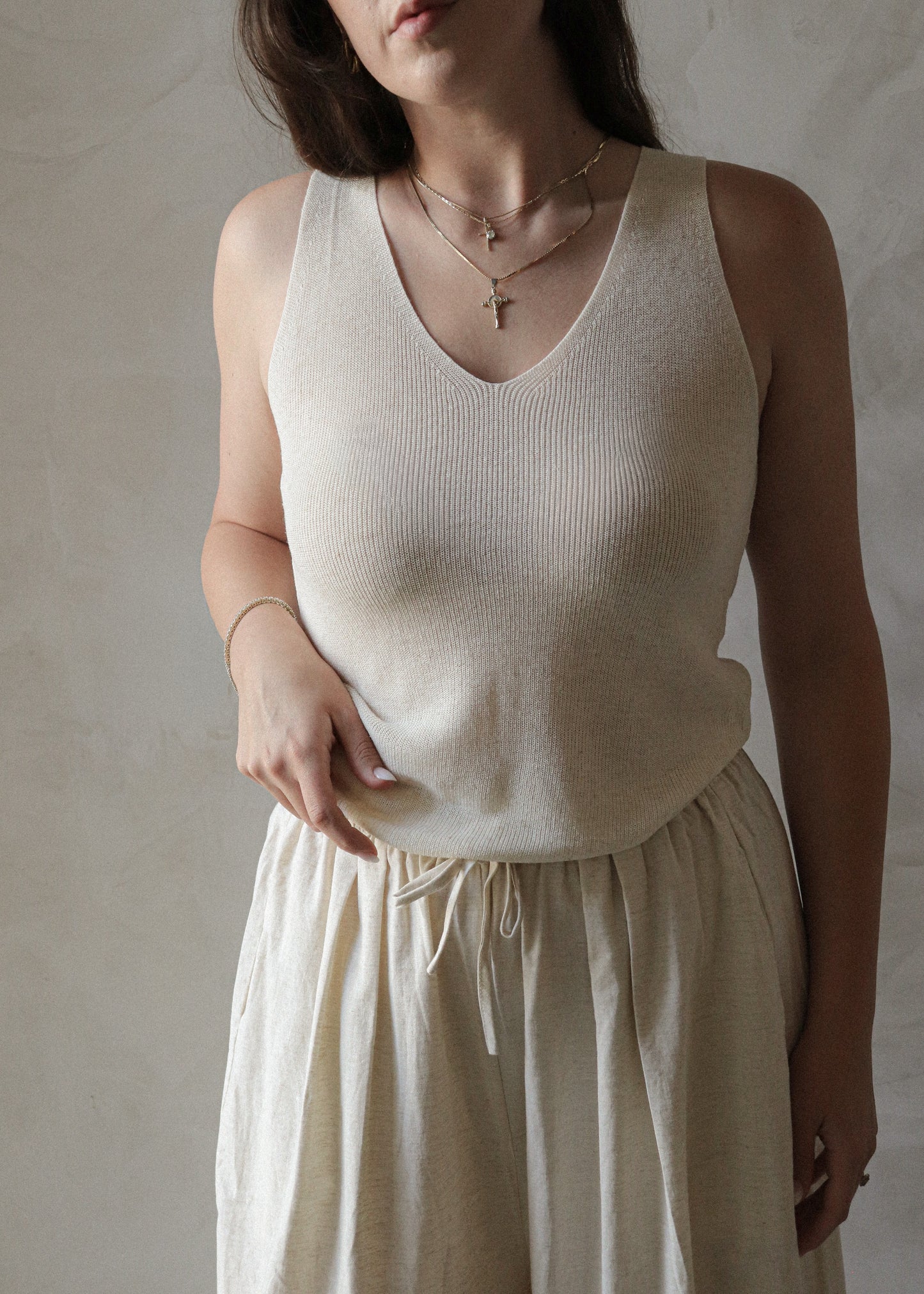 Maya Knit Tank - Natural