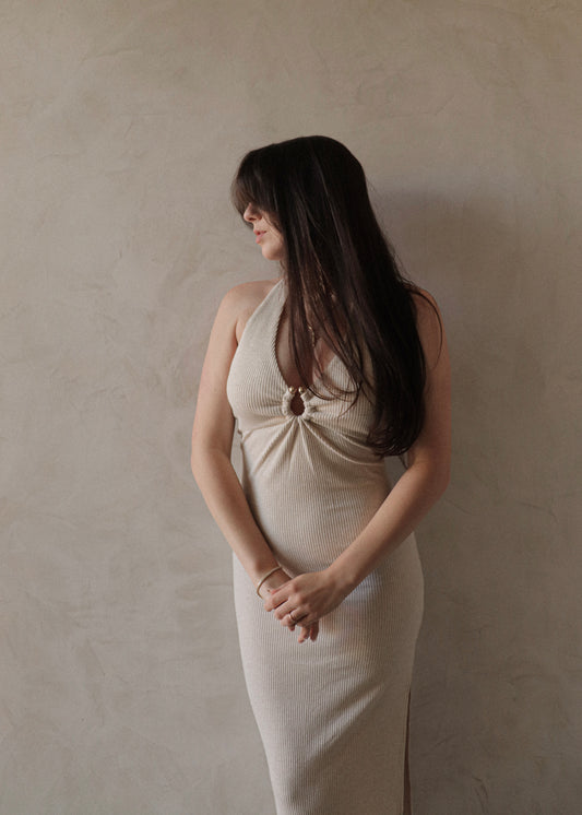 Vacation Halter Dress - Natural