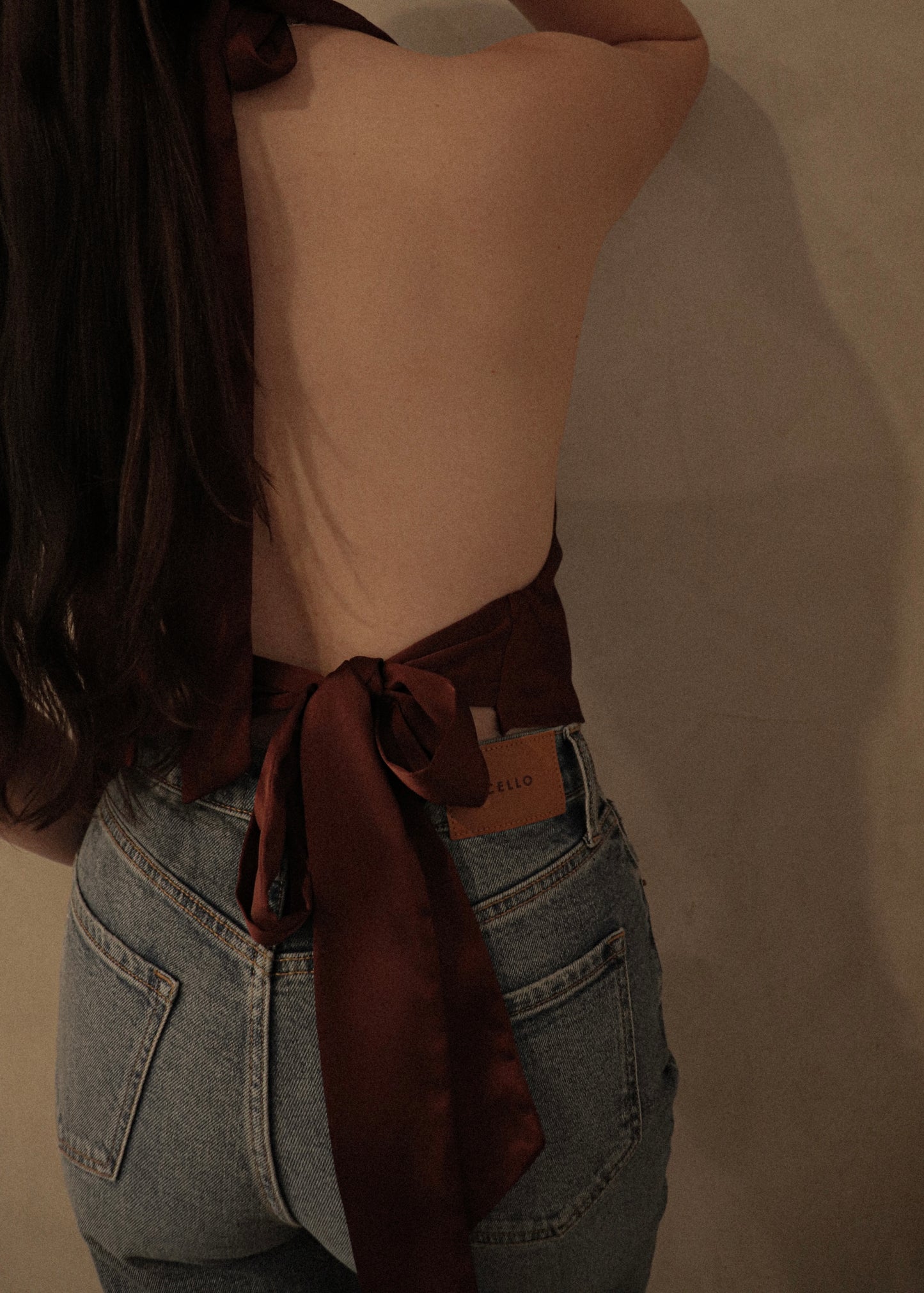 Silk Halter Top - Raisin