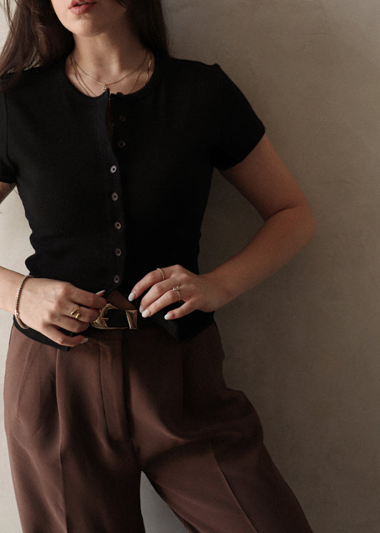 Short Sleeve Button Up - Black