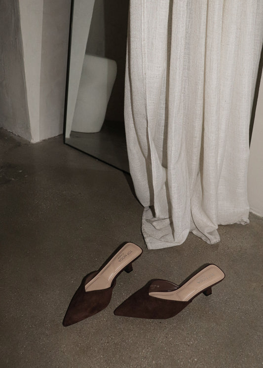 Suede Kitten Heel - Brown