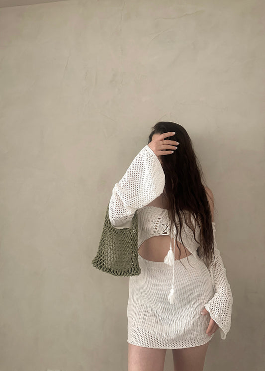 Knit Cover Up Dress - White