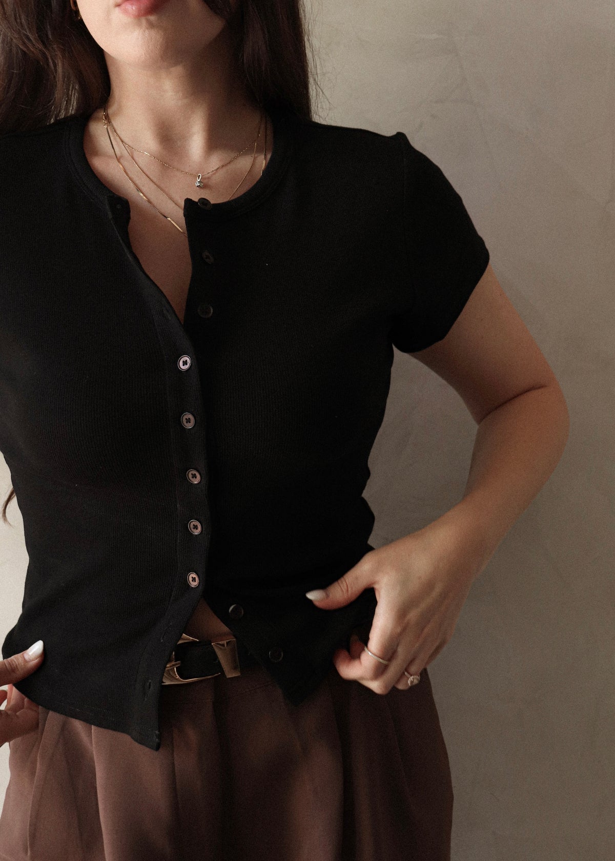 Short Sleeve Button Up - Black