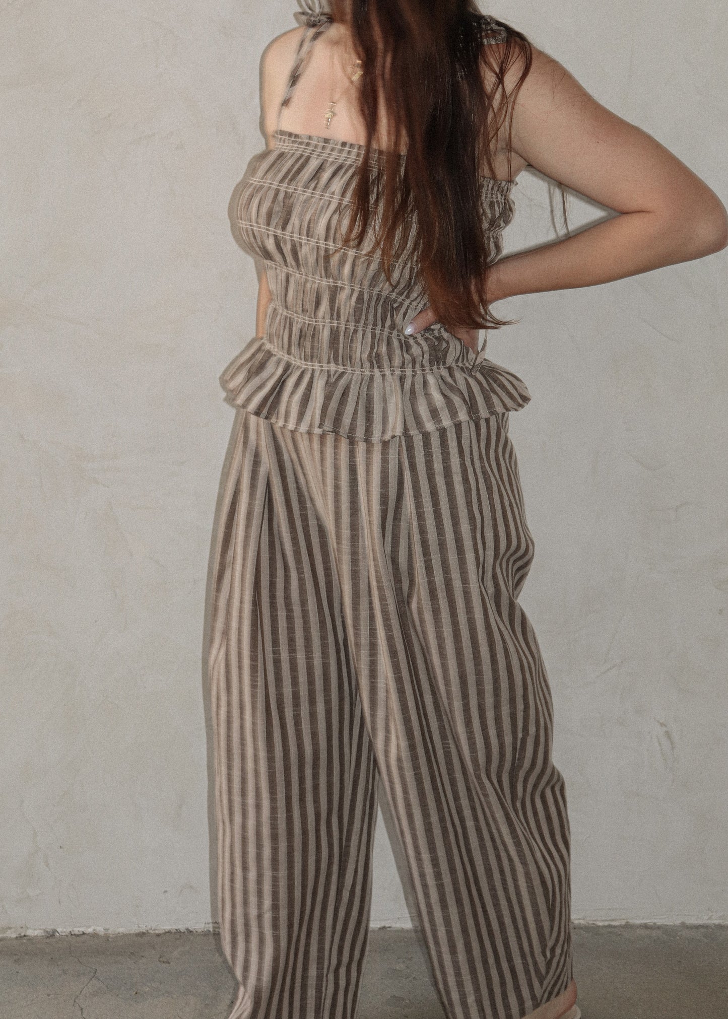 Cocoa Jumpsuit - Mocha Stripe