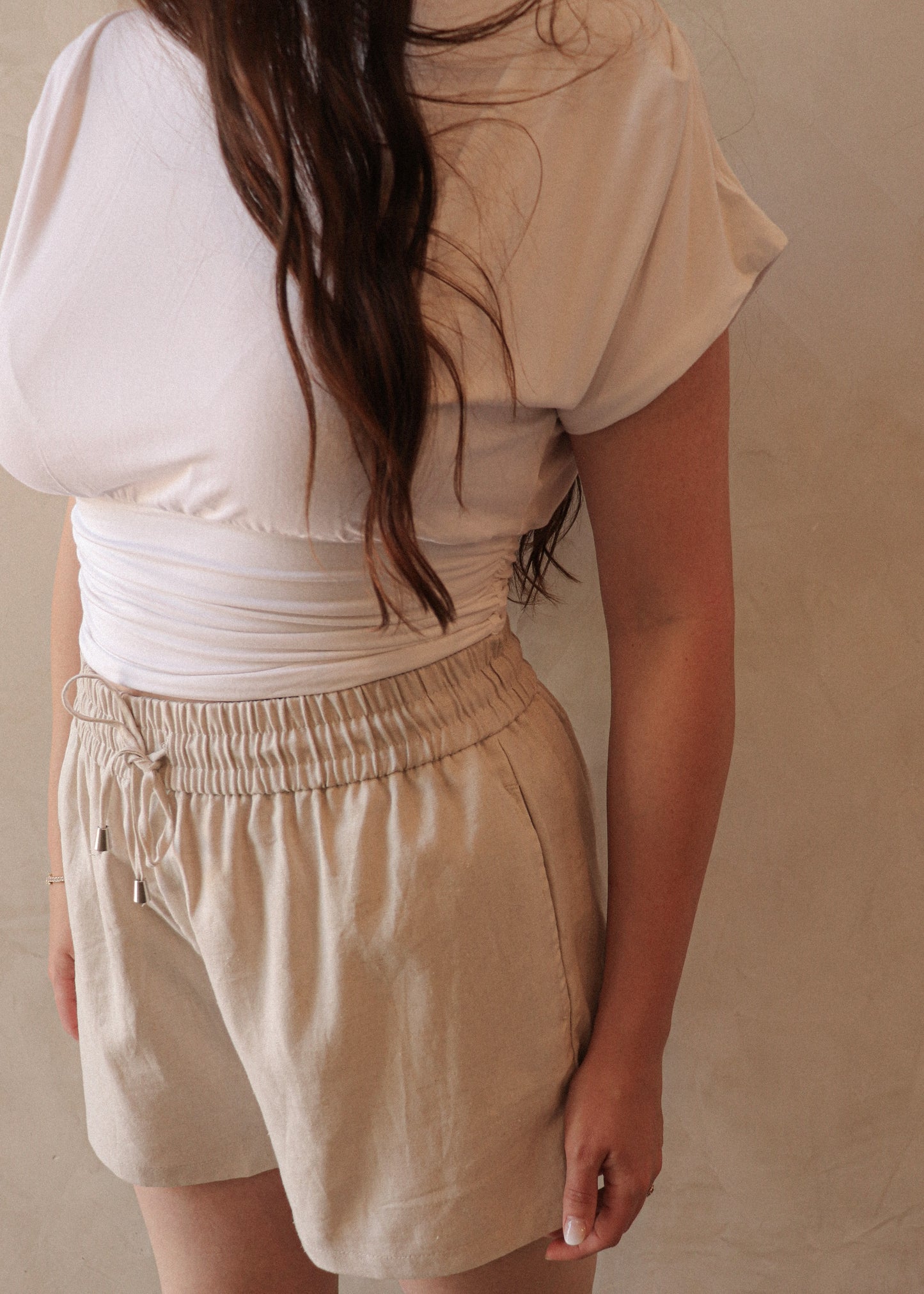 Linen Drawstring Short - Natural