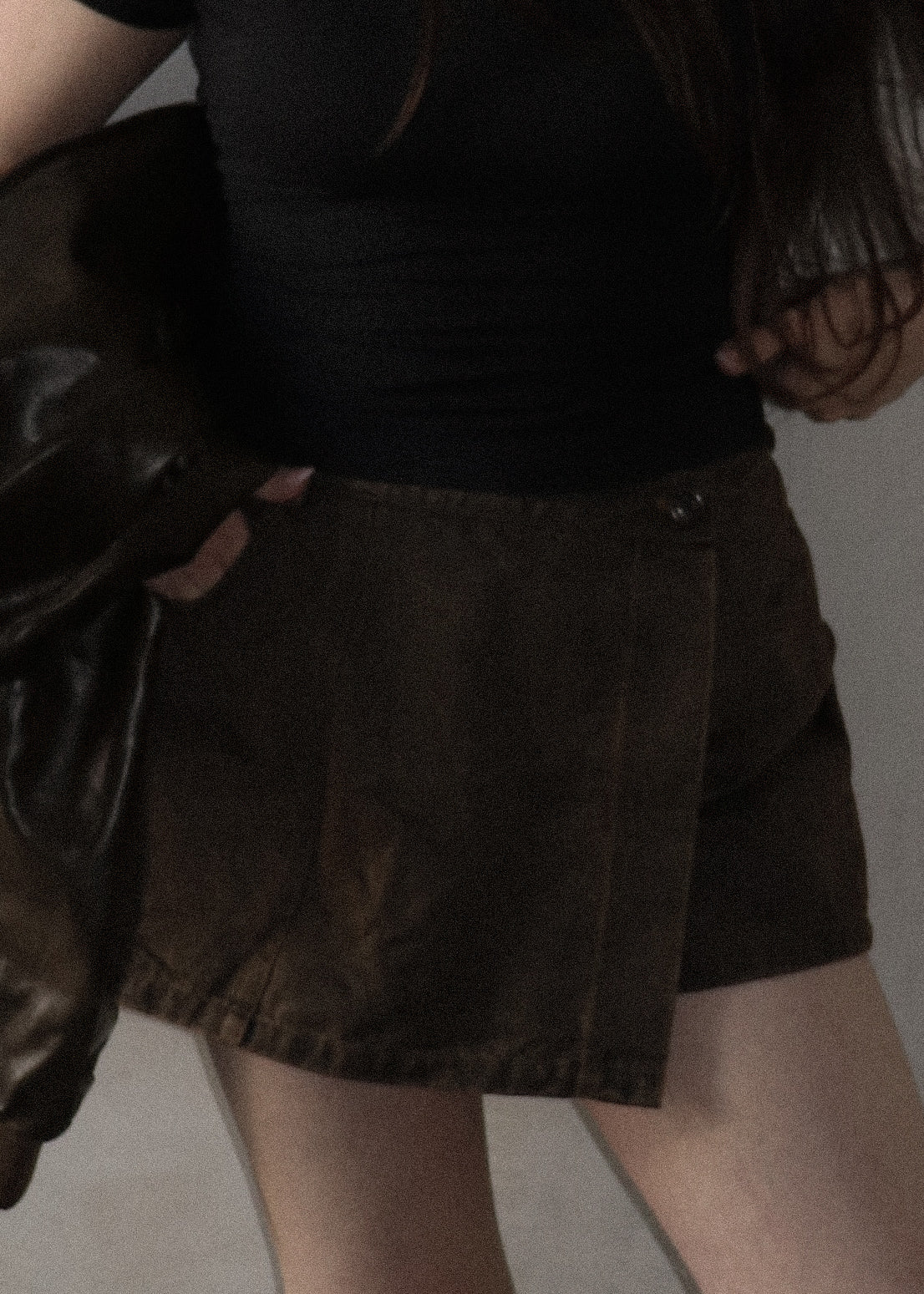 Denim Wrap Skirt - Faded Brown
