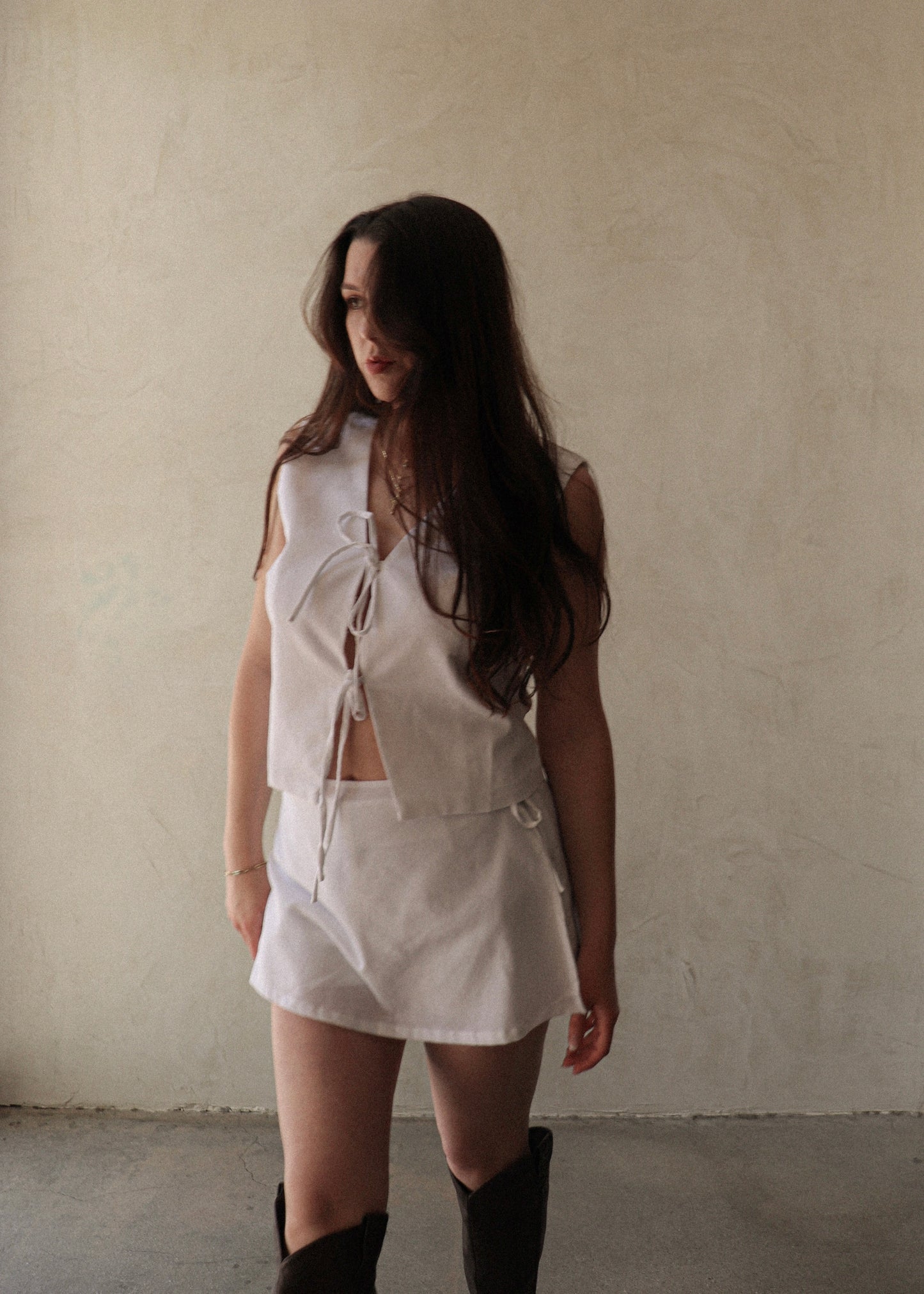 Linen Tie Front - Off White