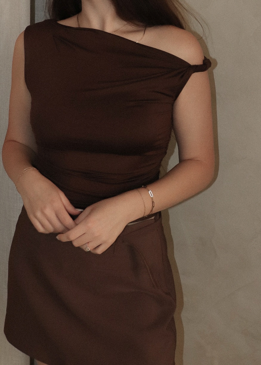 Off Shoulder Top - Chocolate