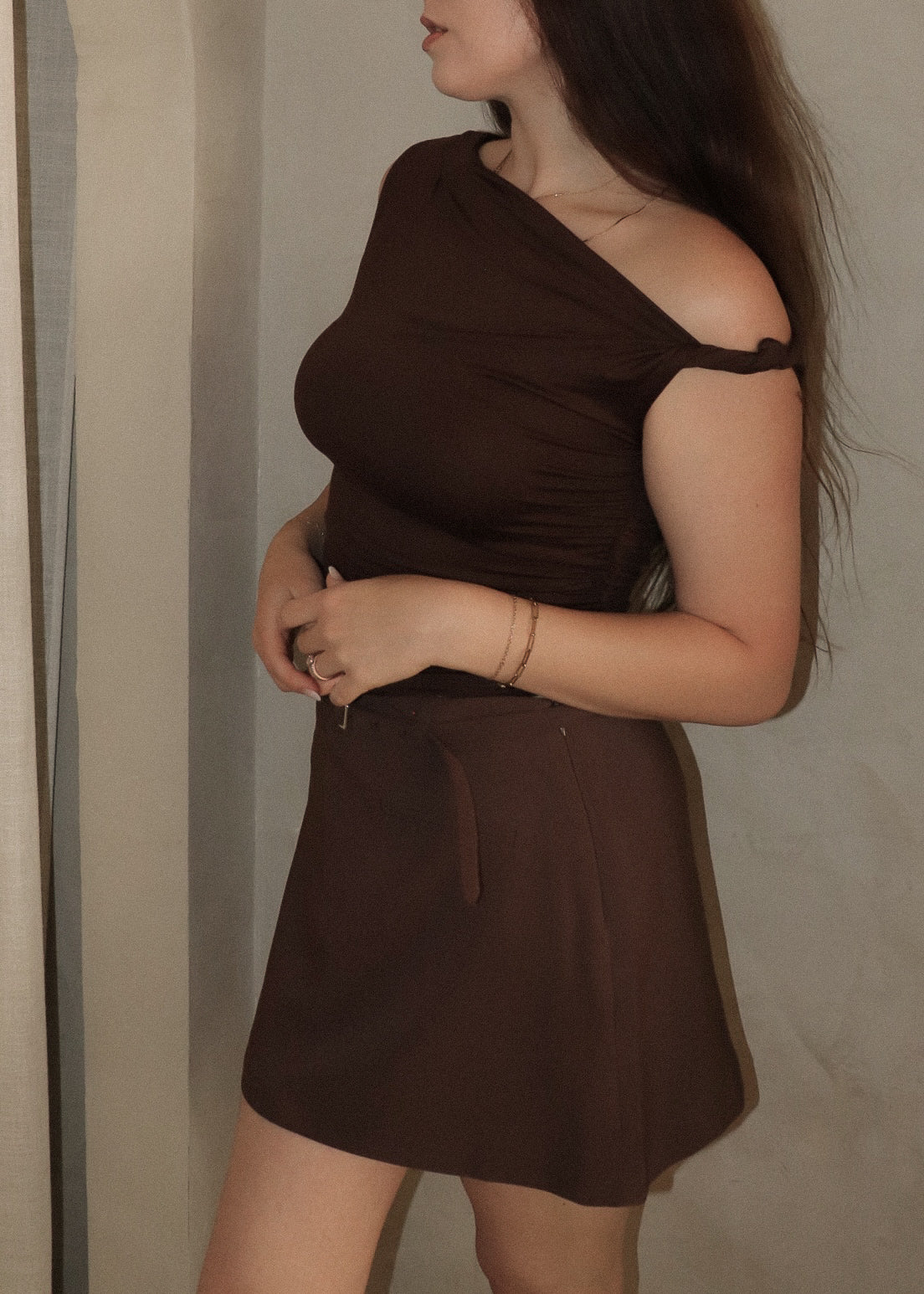 Off Shoulder Top - Chocolate
