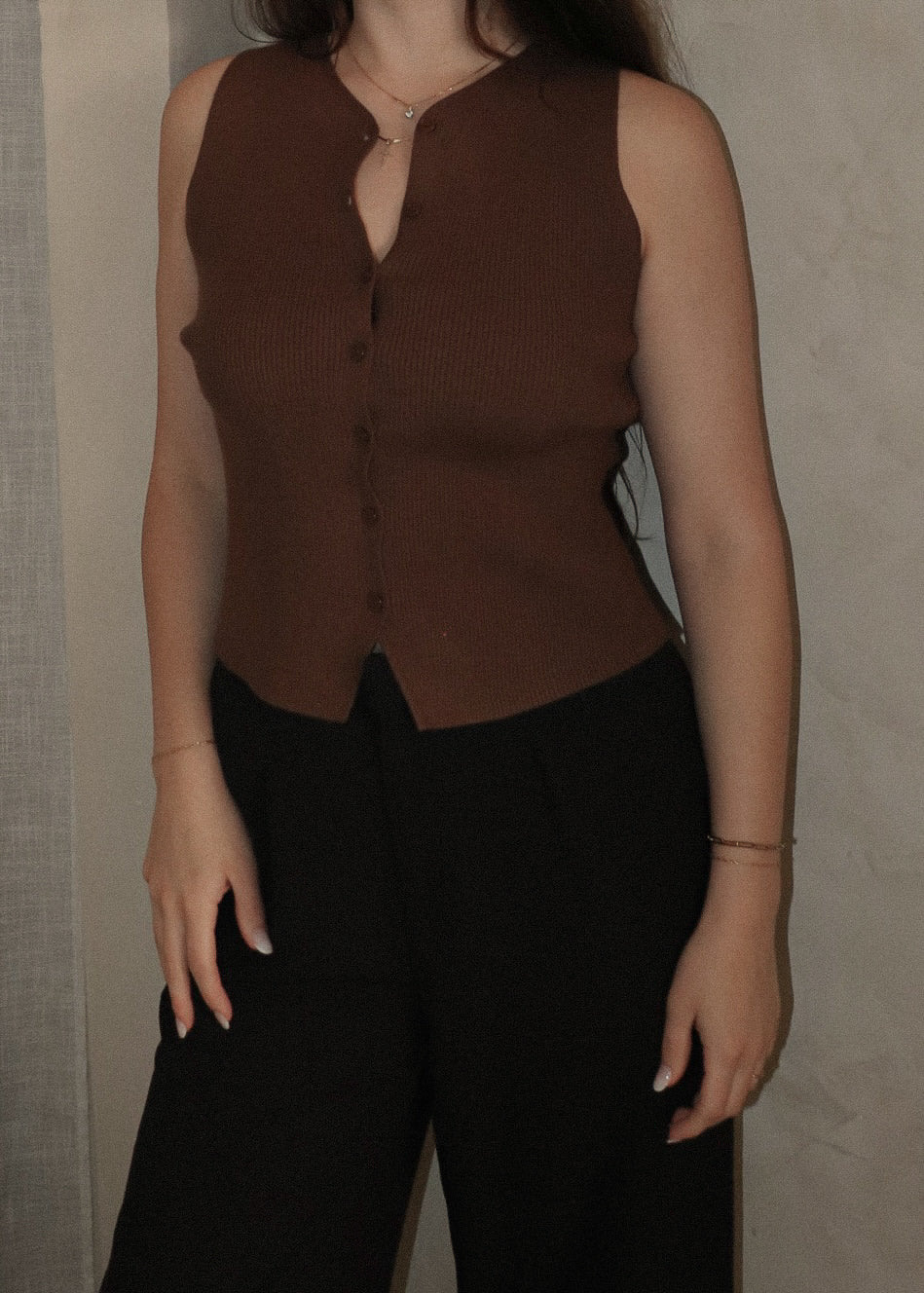 Knit Vest - Chocolate