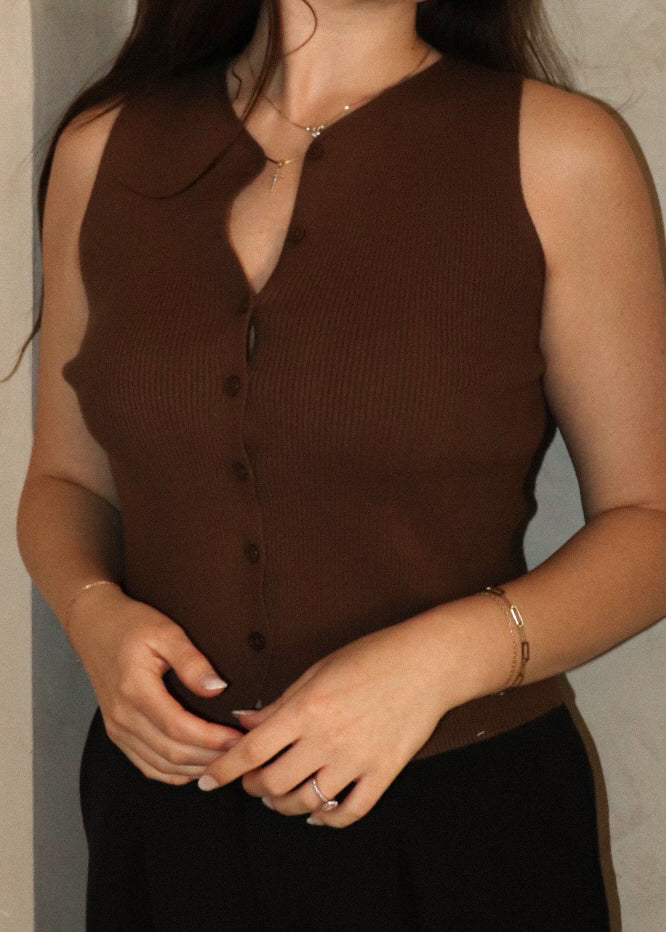 Knit Vest - Chocolate