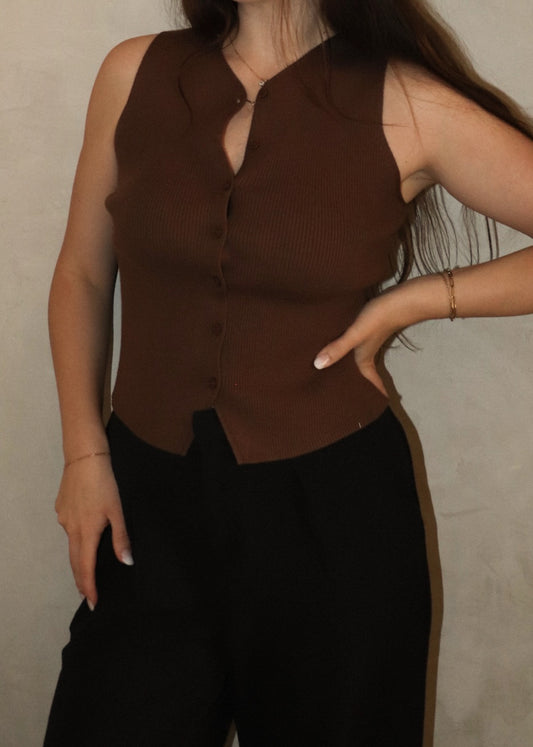Knit Vest - Chocolate