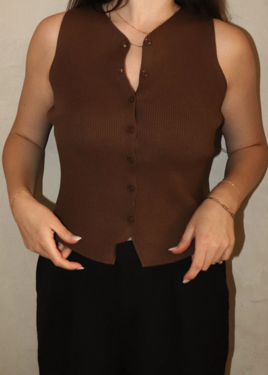 Knit Vest - Chocolate