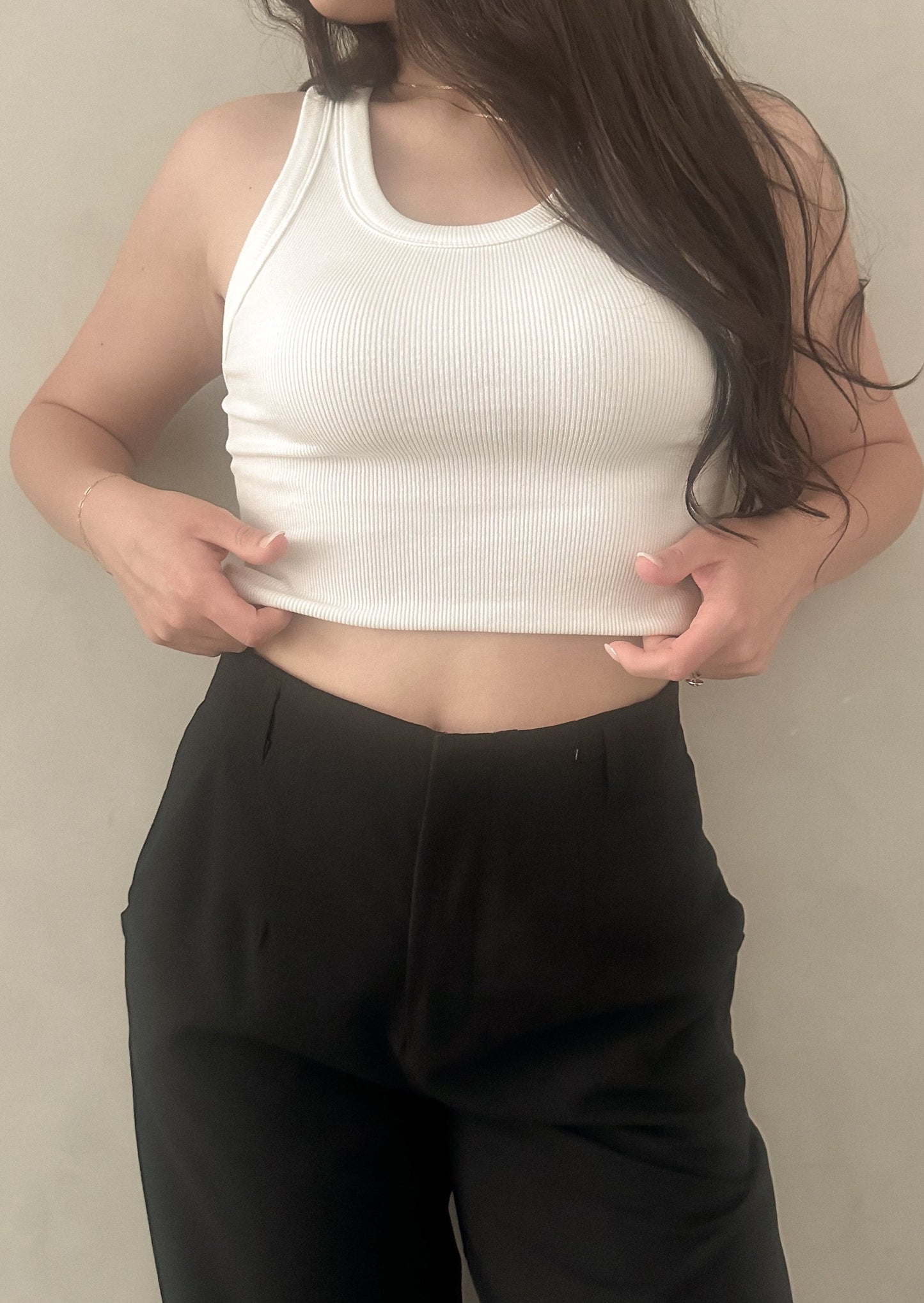 Ribbed Cropped Tank - White