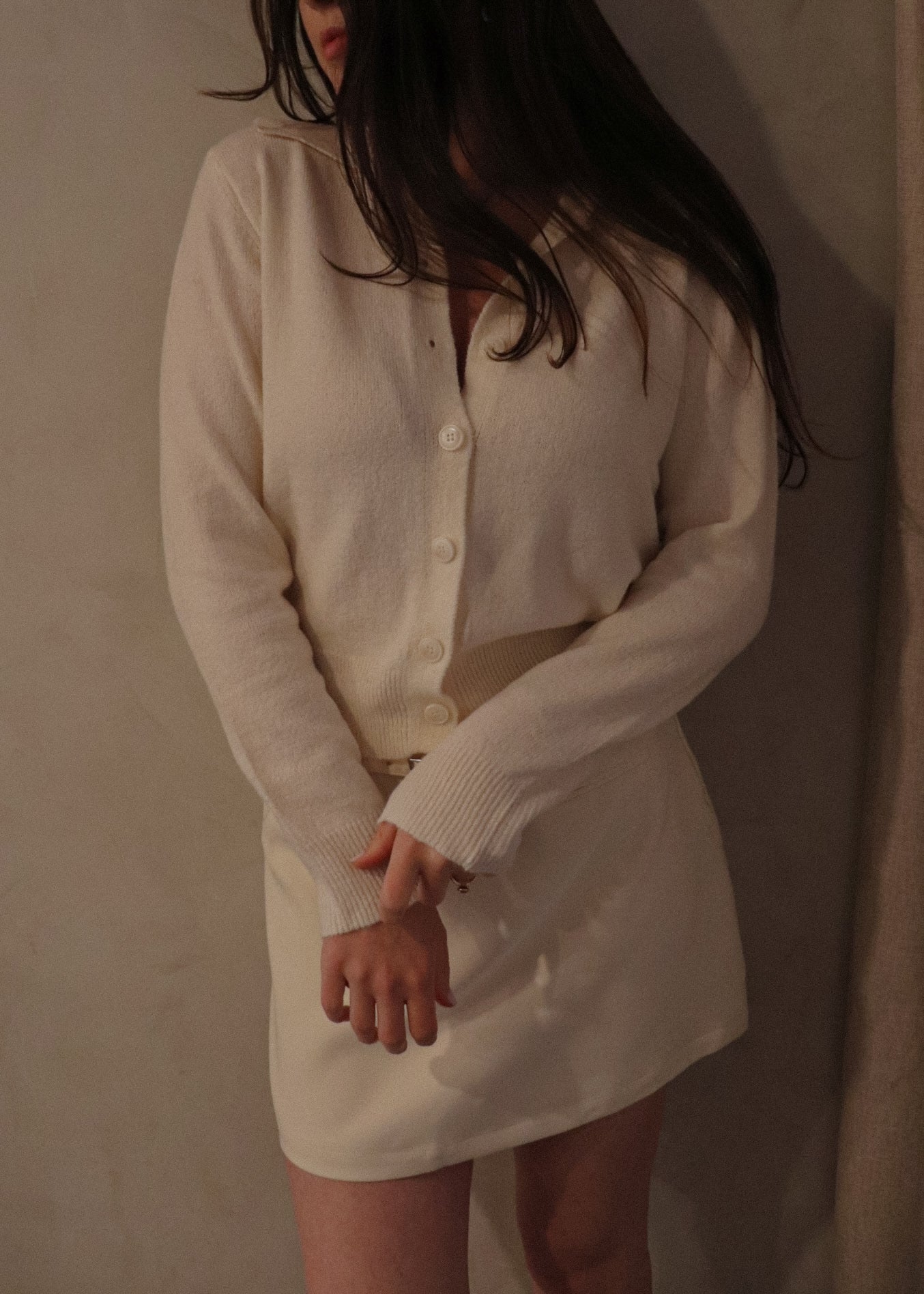 Collared Cardigan - Cream