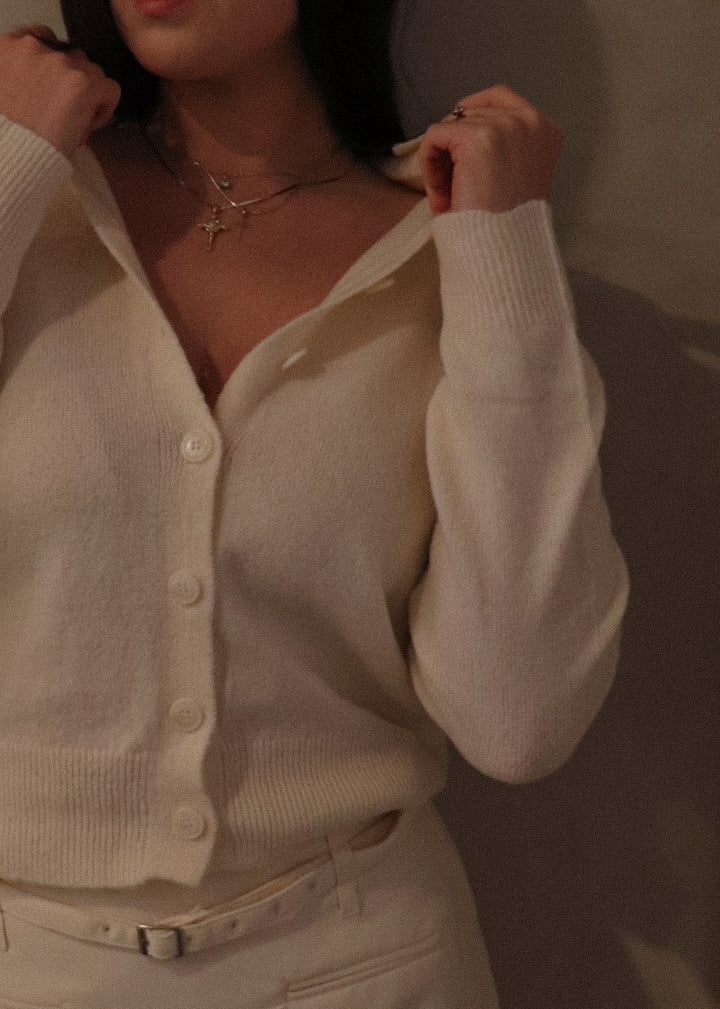 Collared Cardigan - Cream