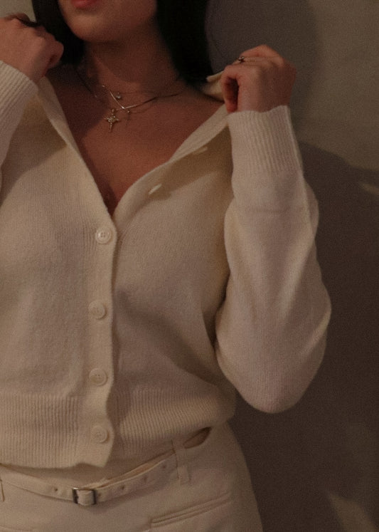 Collared Cardigan - Cream