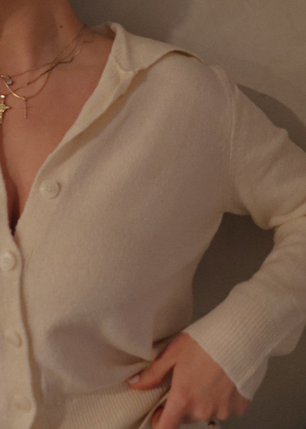 Collared Cardigan - Cream