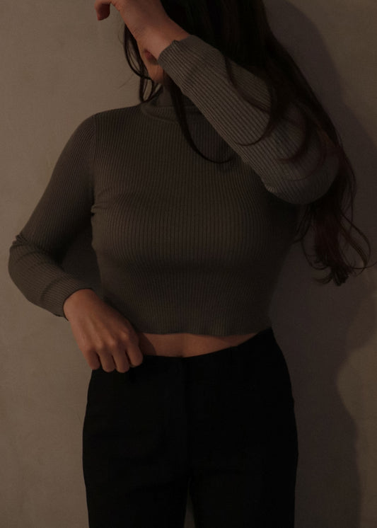 Ribbed Turtle Neck L/S - Army Green