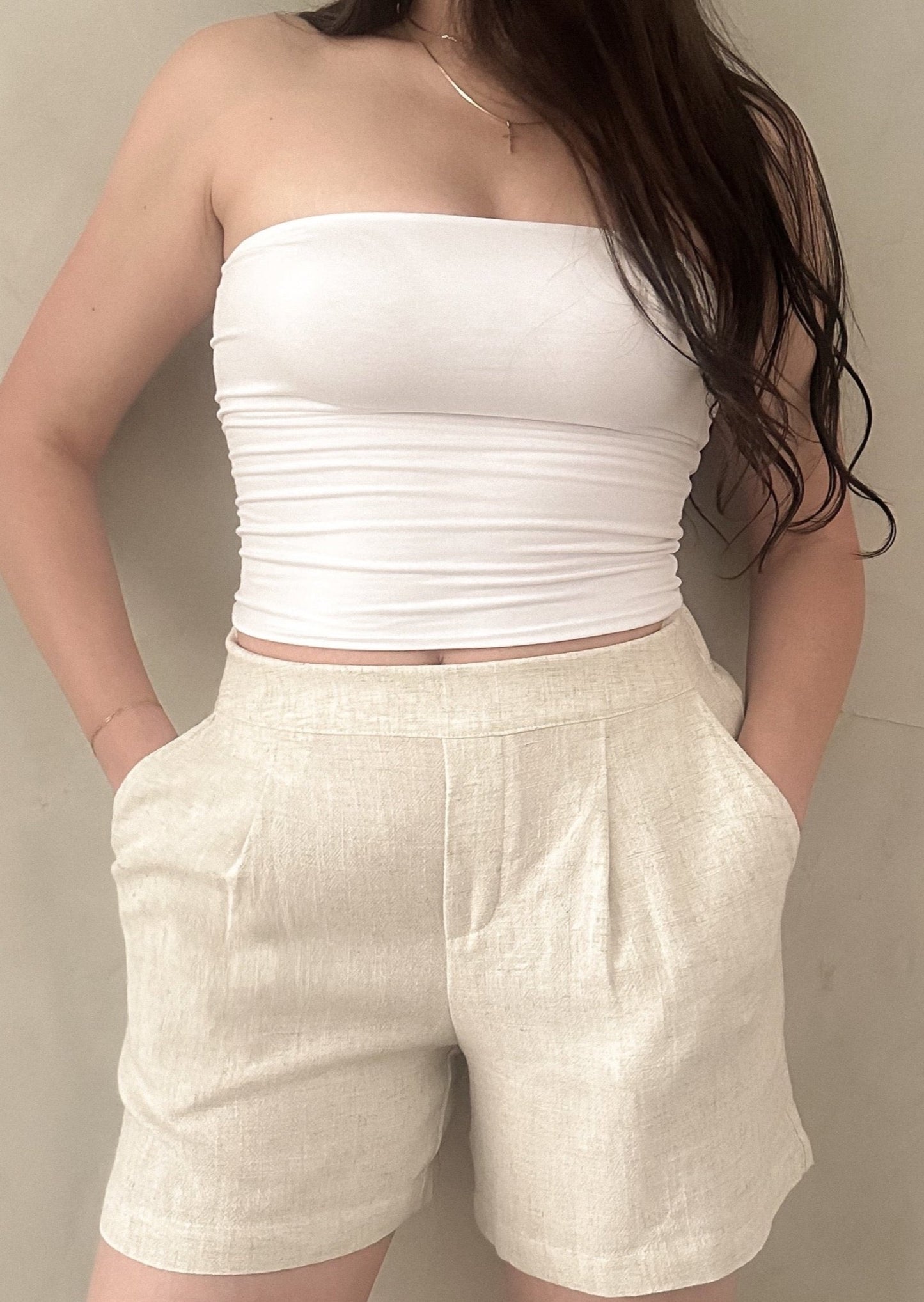 Linen Trouser Shorts - Oatmeal