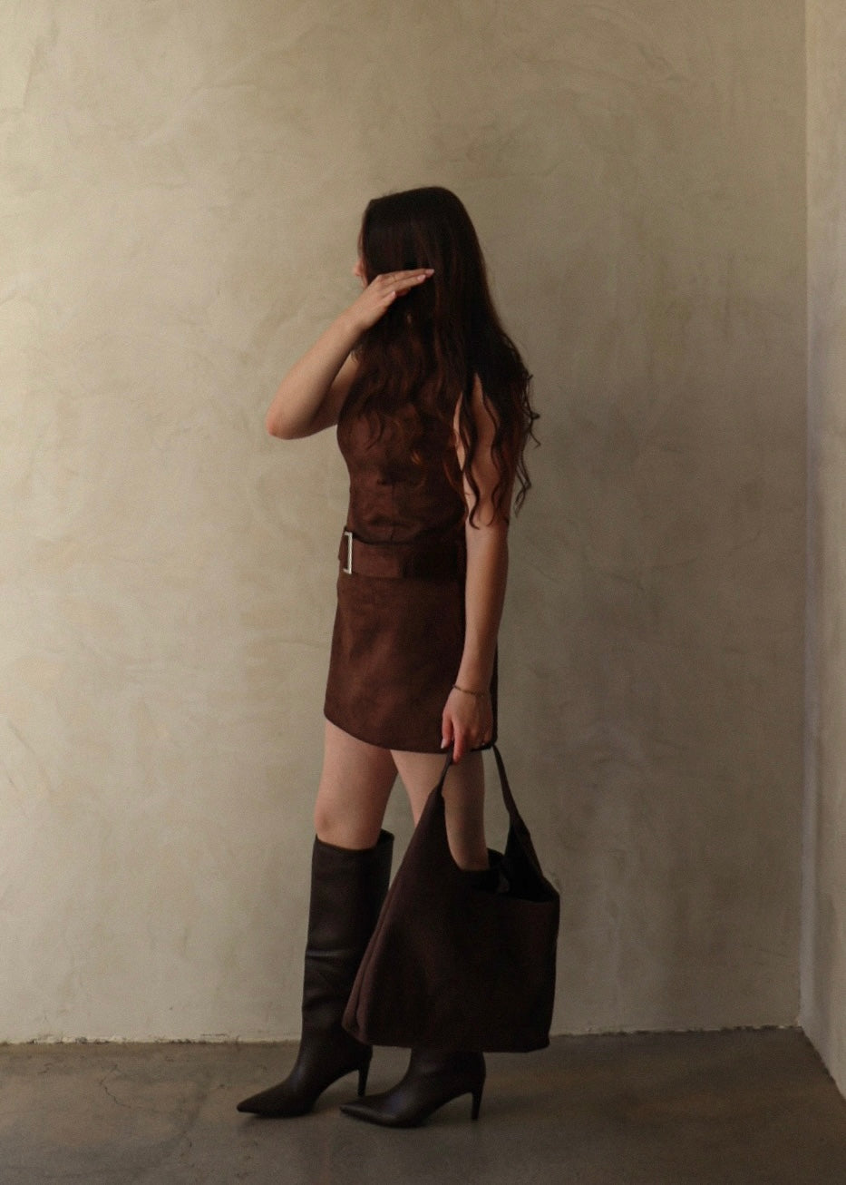 Belted Suede Mini - Espresso