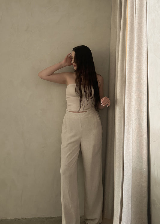 Wide Leg Pant - Oatmeal
