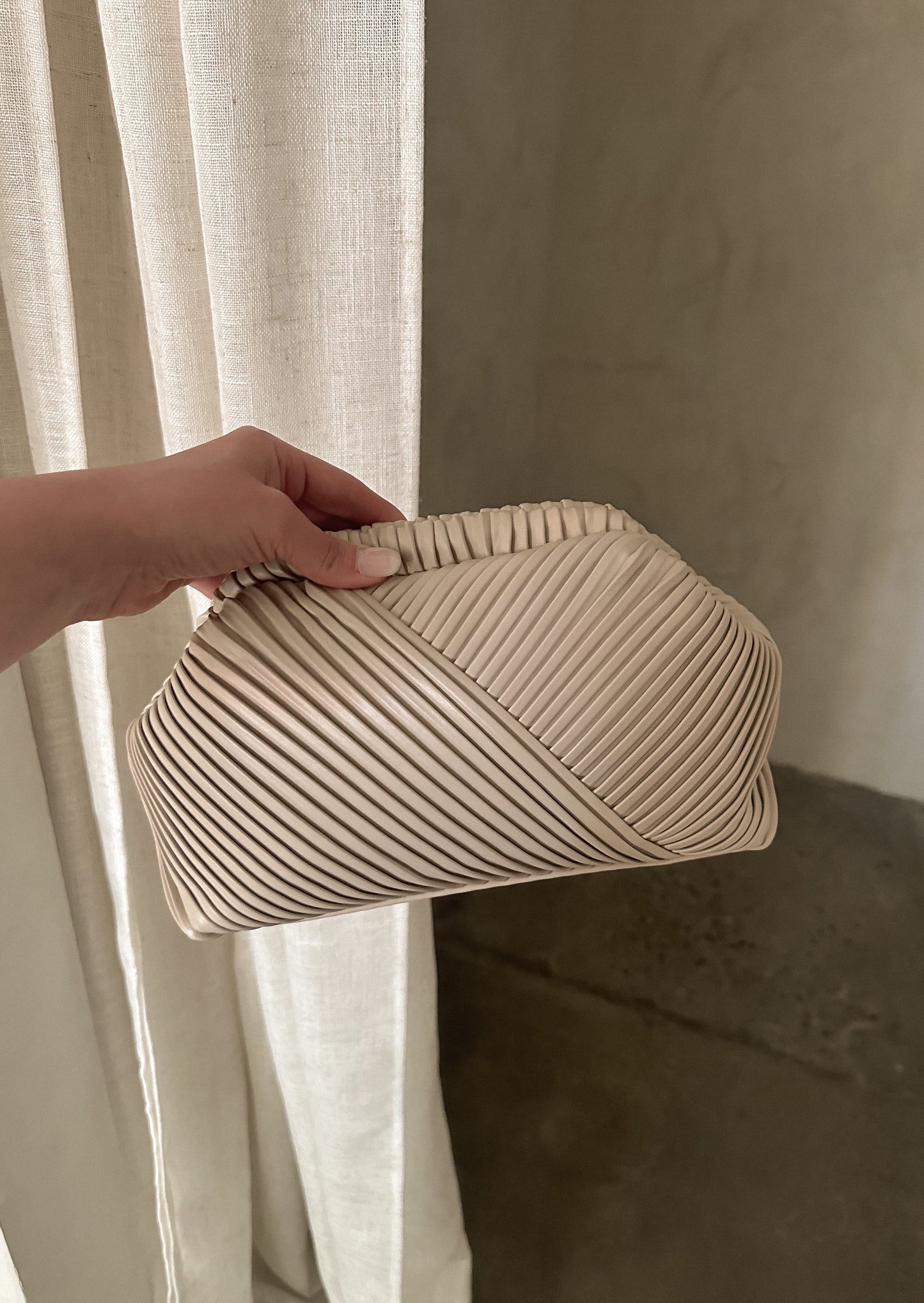 Textured Clutch - Beige