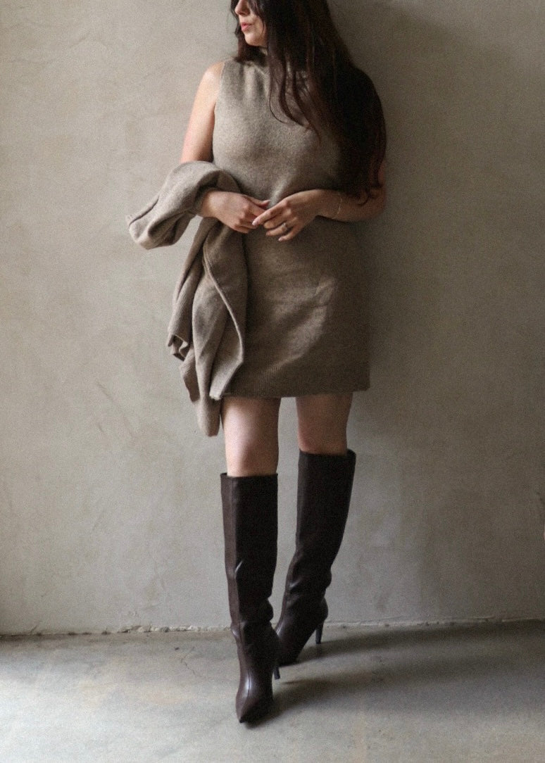 Sleeveless Knit Mini - Taupe