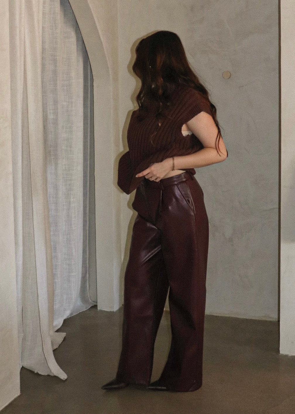 Pleather Pants - Burgundy