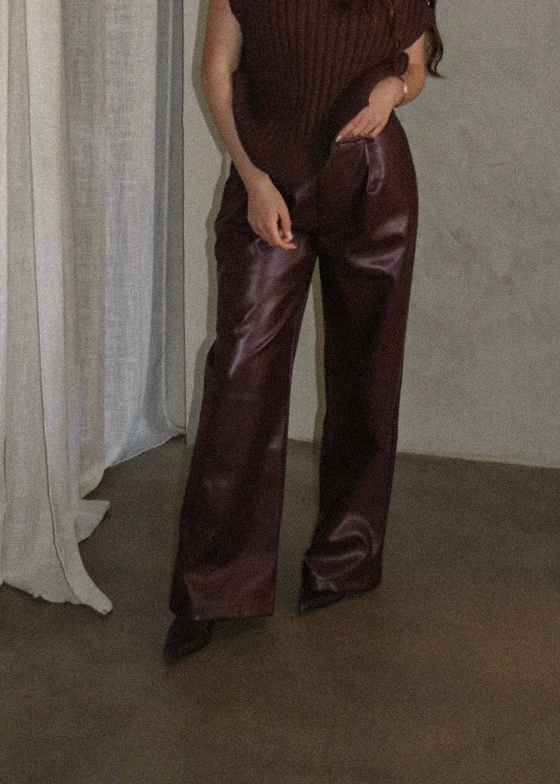 Pleather Pants - Burgundy