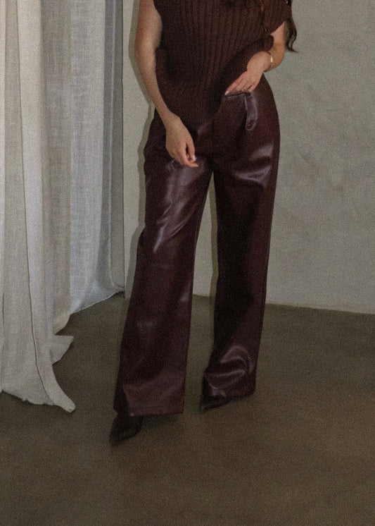 Pleather Pants - Burgundy