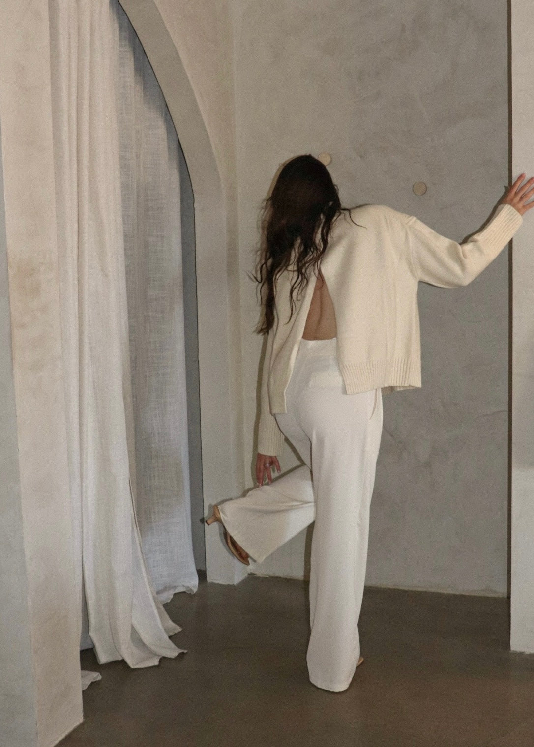 Open Back Sweater - Cream