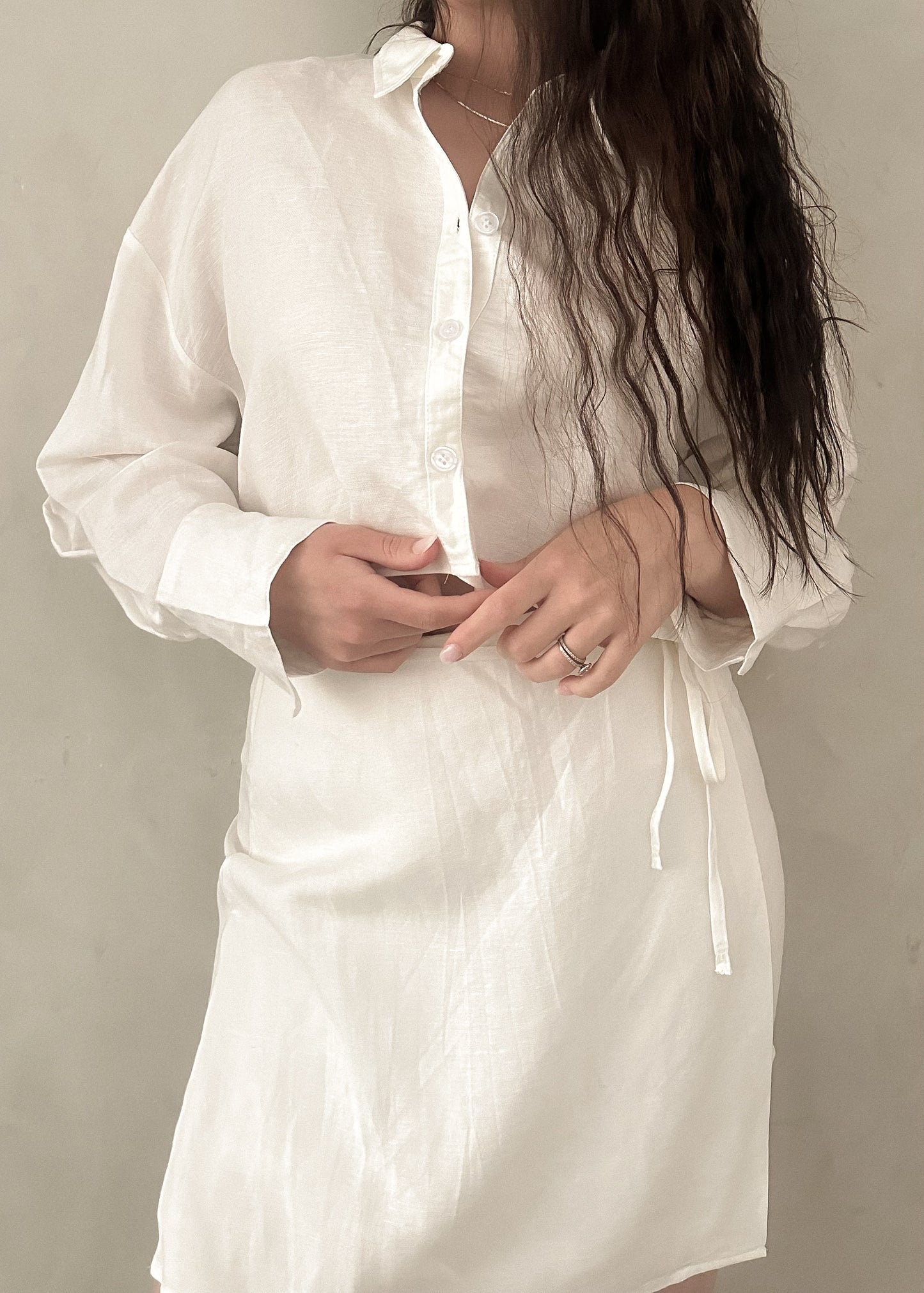 Linen Button Up - White